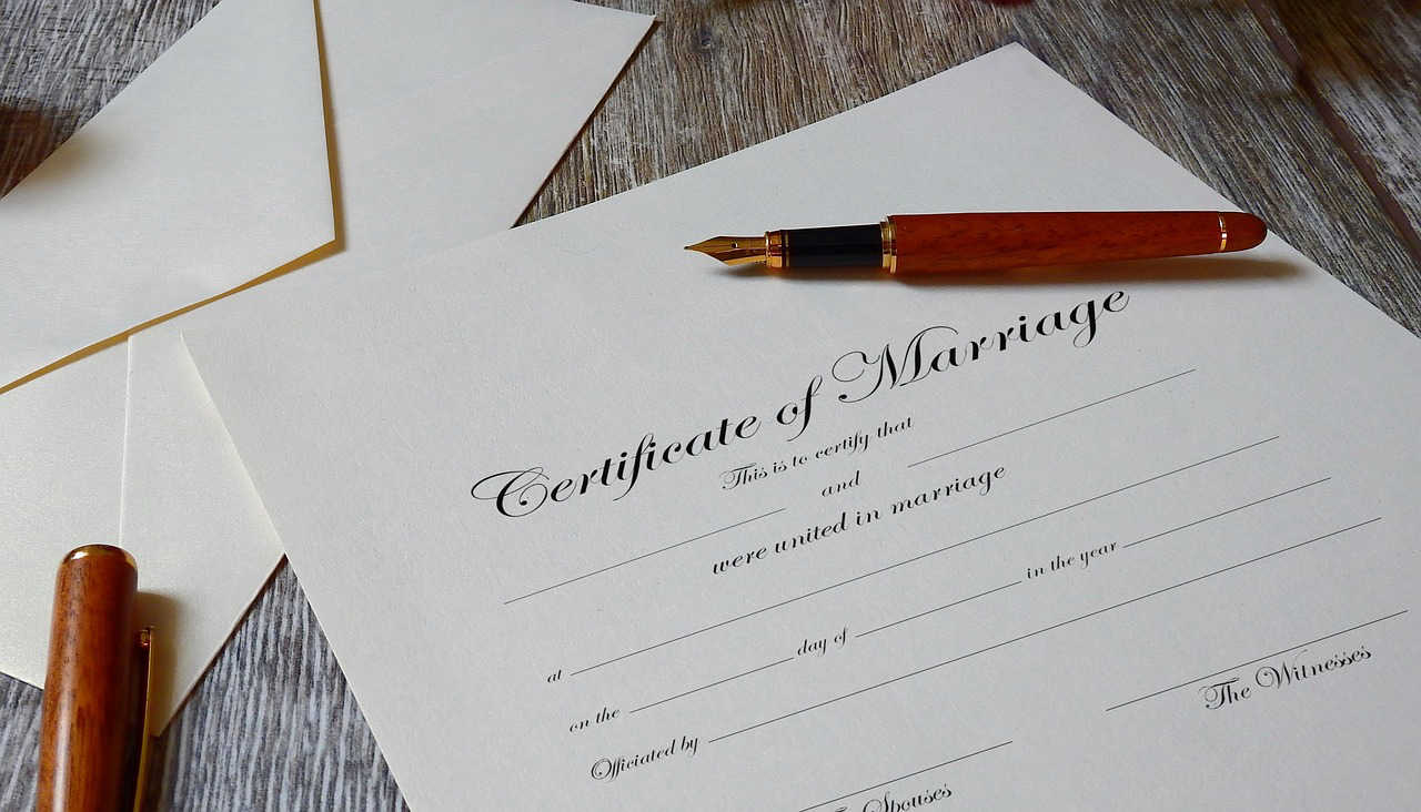 certificat mariage stylo plume